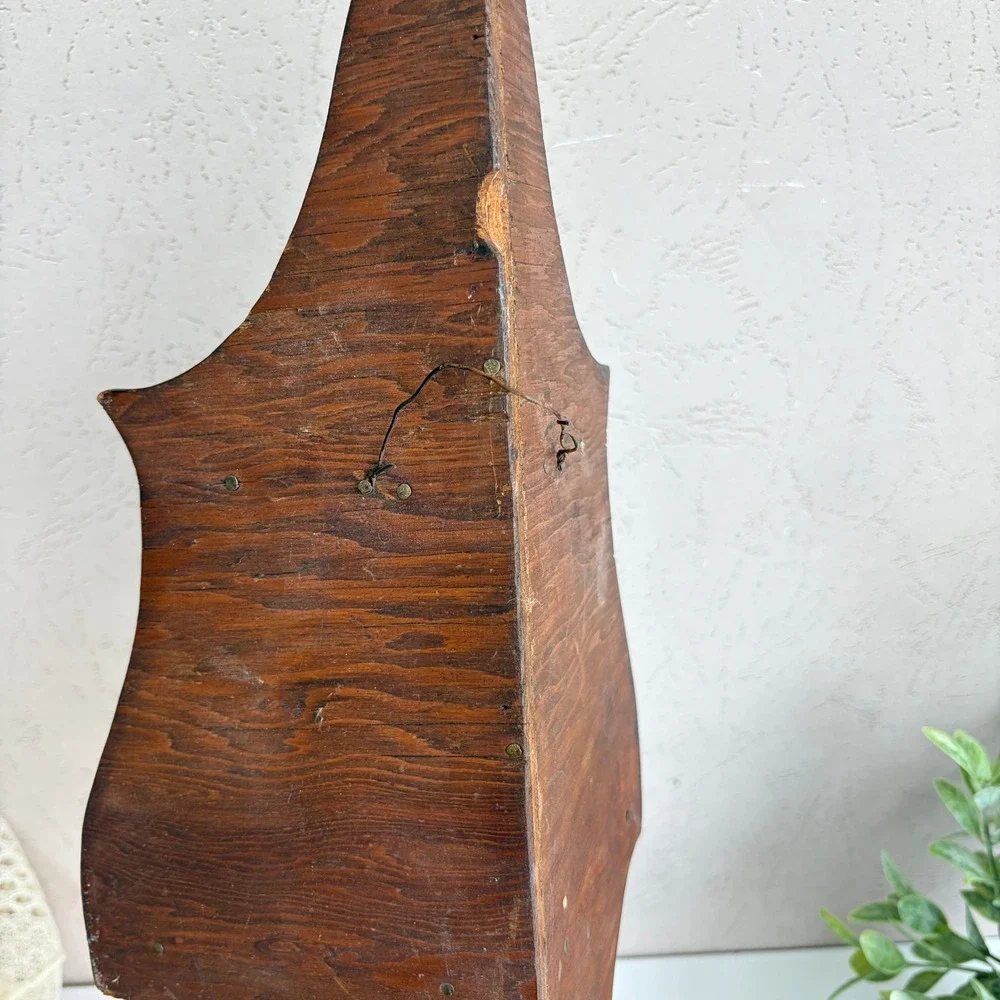 Vintage Wooden Corner Wall Shelf 2 Tier Scalloped Dark Wood Display 15.5in